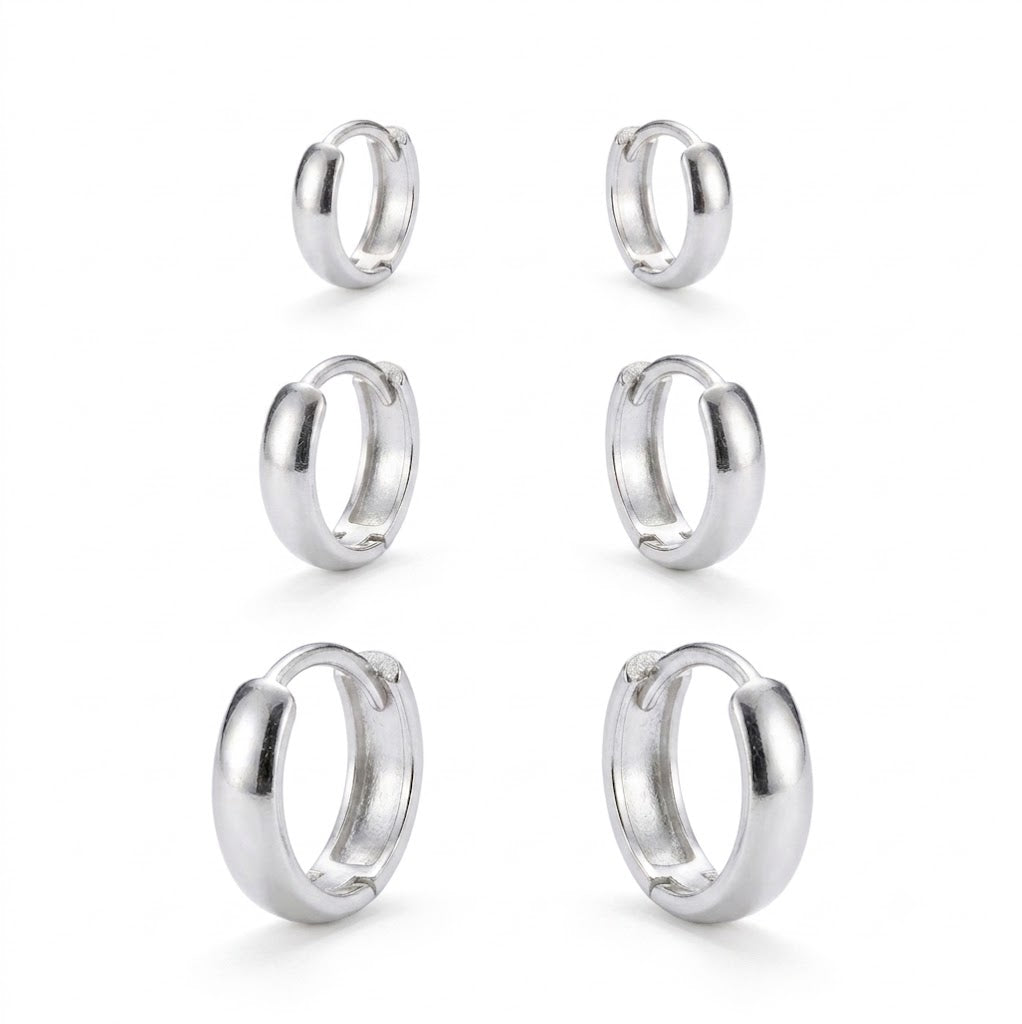 Trio Sora Argolas Lisas em Prata 925