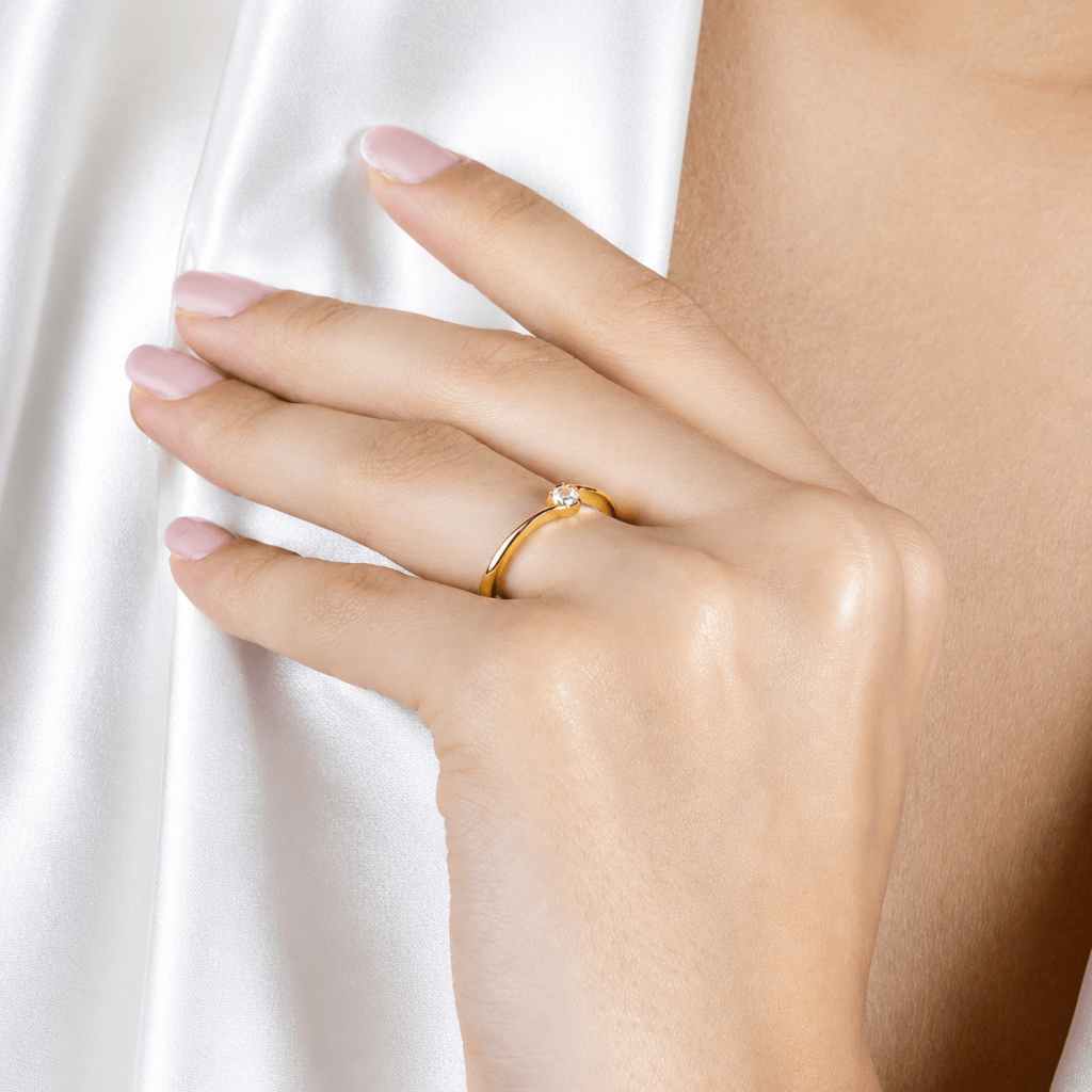 Anel Serene Zircônia Dourado
