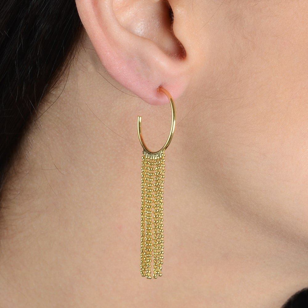 Brinco Dourado de Argola e Franja - Galeria