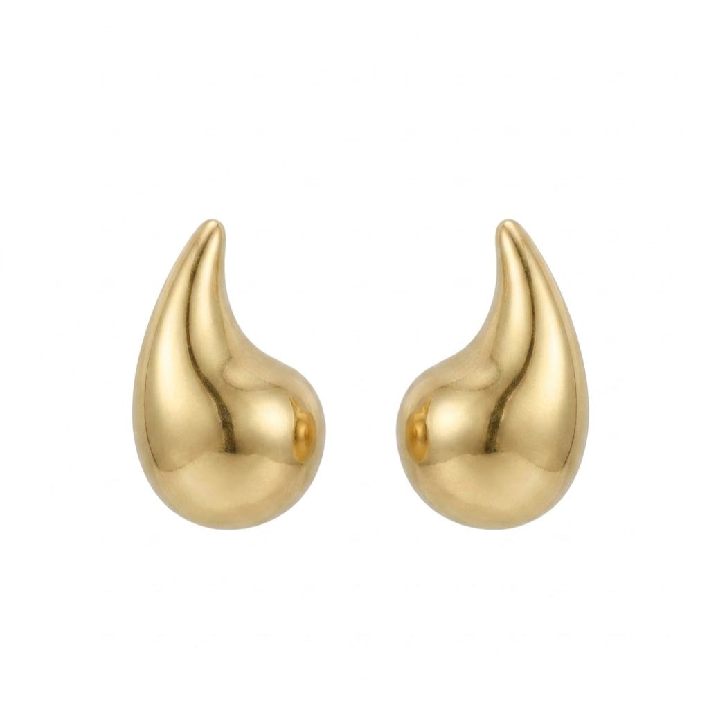 Brinco Magna Dourado Gota Curvada Grande