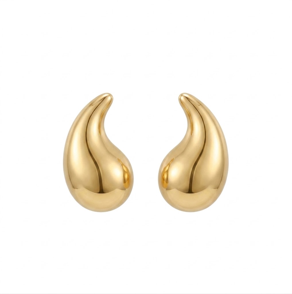Brinco Magna Dourado Gota Curvada Média